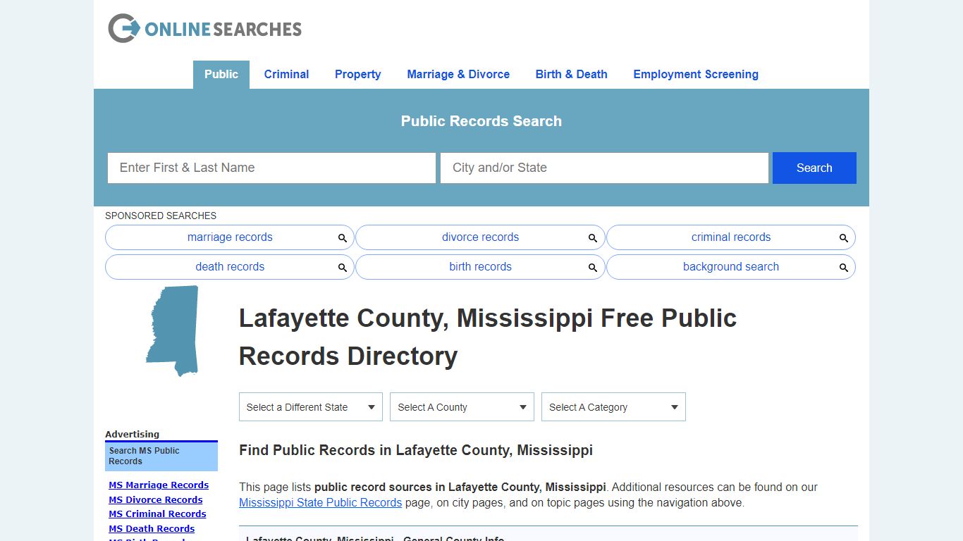 Lafayette County, Mississippi Public Records Directory
