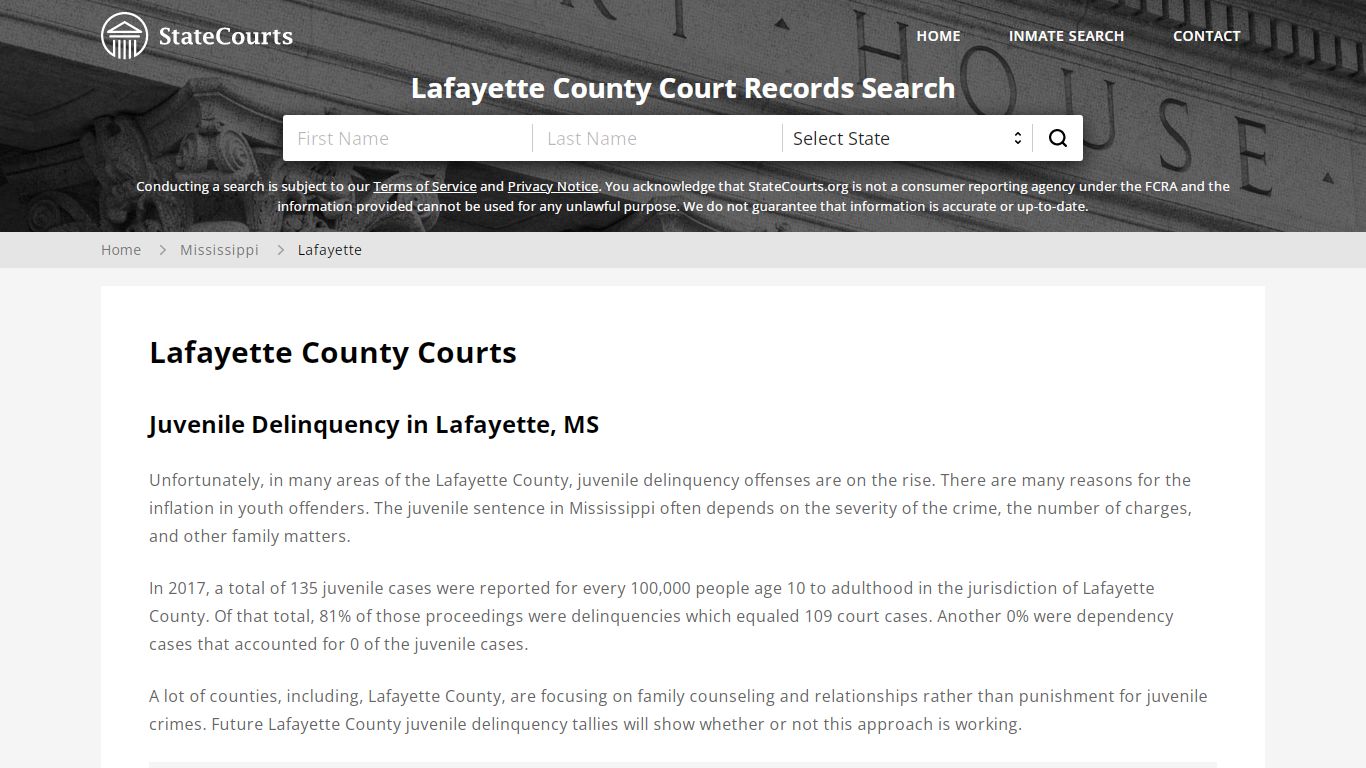 Lafayette County, MS Courts - Records & Cases - StateCourts