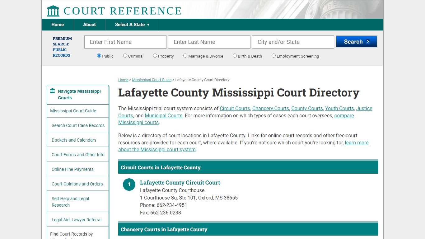 Lafayette County Mississippi Court Directory ...