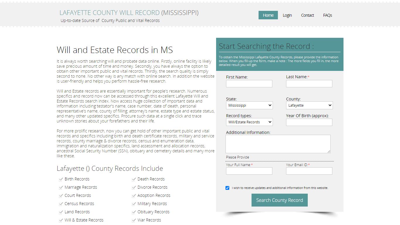 Lafayette County, Mississippi Public Will & Estate Records ...